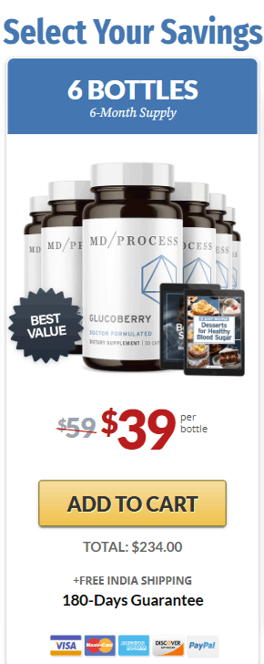 GlucoBerry Add to Cart 6 bottles